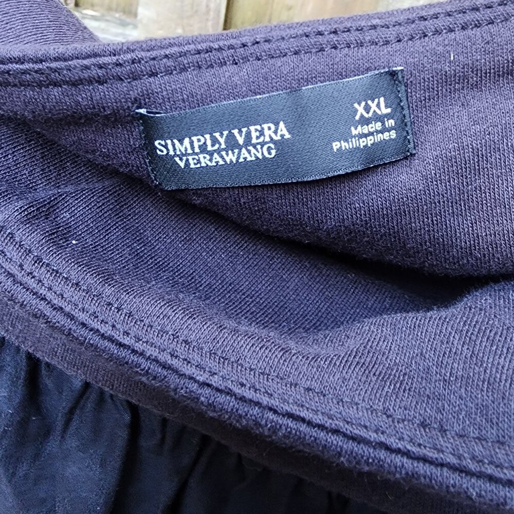 *NWT* Women's Simply Vera Vera Wang XXL Black midi poplin skirt - Picture 3 of 7